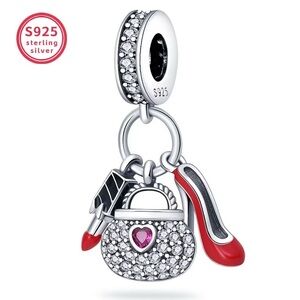 Pandora 925 Sterling Silver Purse, Lipstick & High Heel Charm Pendant